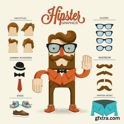 Stock Vector - Big Hipster Character Pack, 25EPS