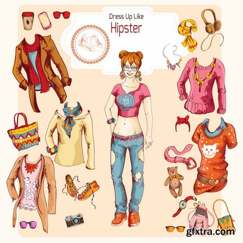 Stock Vector - Big Hipster Character Pack, 25EPS