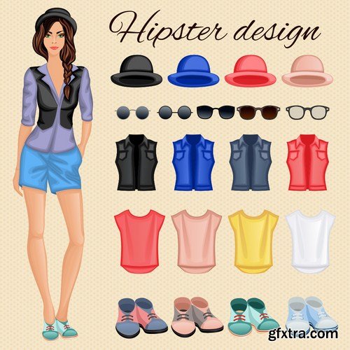 Stock Vector - Big Hipster Character Pack, 25EPS