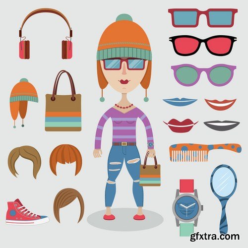 Stock Vector - Big Hipster Character Pack, 25EPS