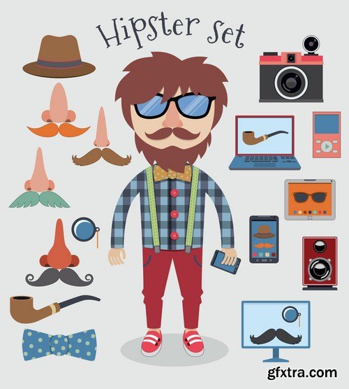 Stock Vector - Big Hipster Character Pack, 25EPS