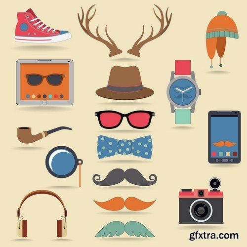 Stock Vector - Big Hipster Character Pack, 25EPS