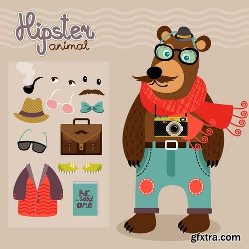 Stock Vector - Big Hipster Character Pack, 25EPS