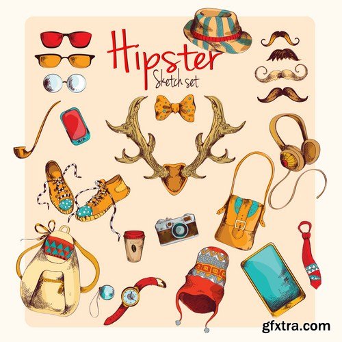 Stock Vector - Big Hipster Character Pack, 25EPS