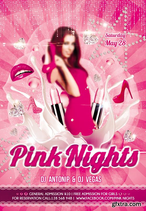 Pink Nights Flyer PSD Template