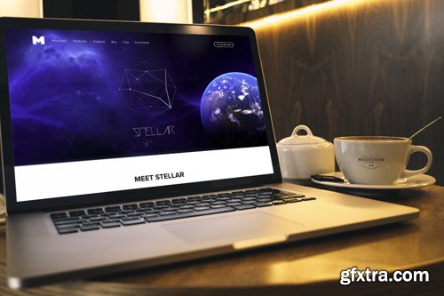 Macbook Pro and Coffe Cup Mockup