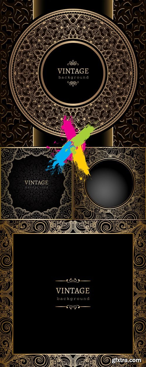 Luxury Golden Vintage Backgrounds Vector