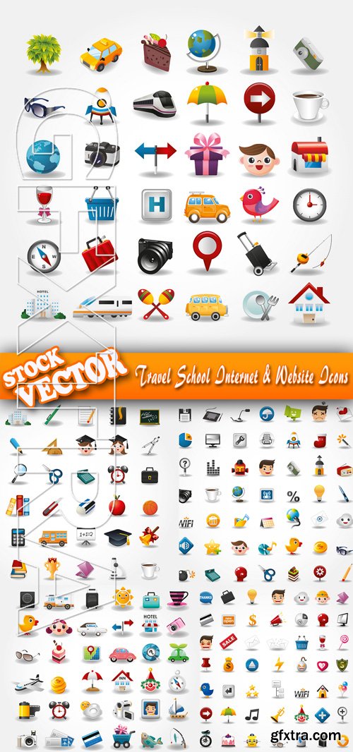 Stock Vector - Travel School Internet & Website Icons