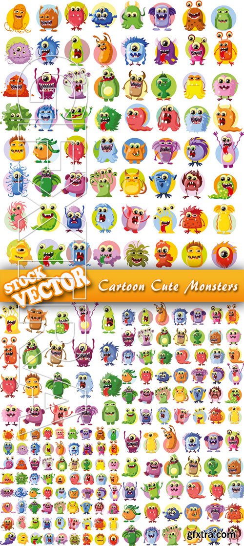 Stock Vector - Cartoon Cute Monsters