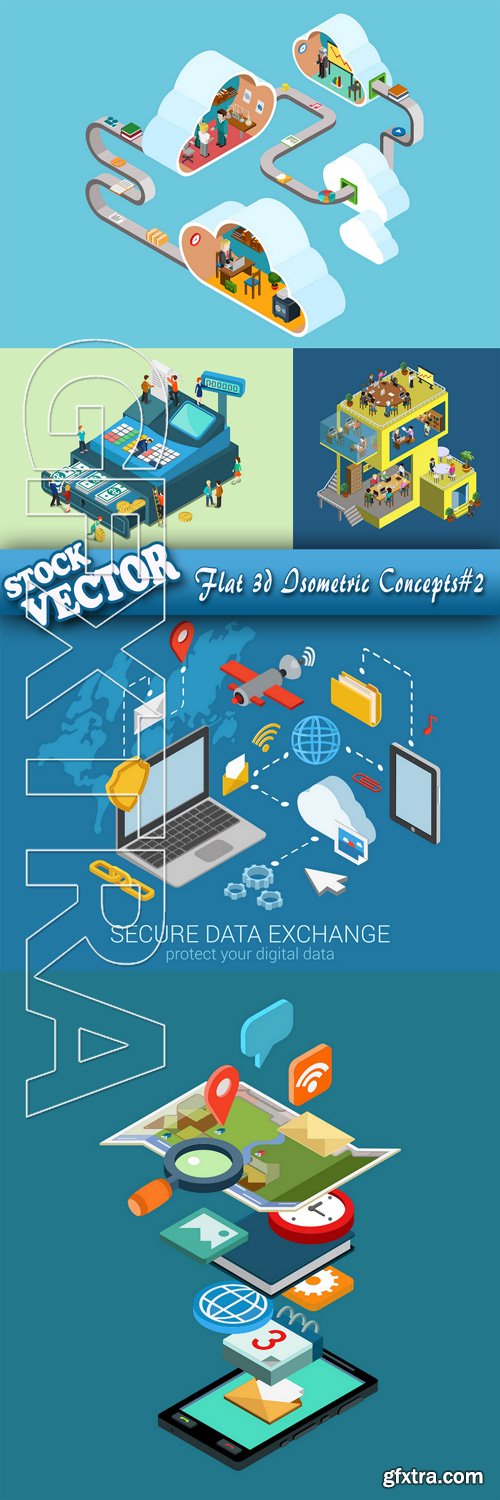 Stock Vector - Flat 3d Isometric Concepts#2