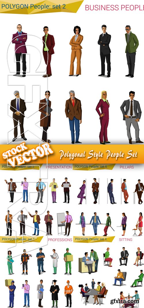 Stock Vector - Polygonal Style People Set