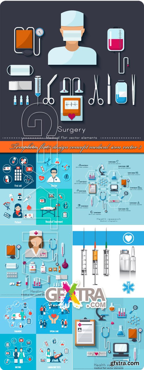 Templates flat design concept medical icon vector 3