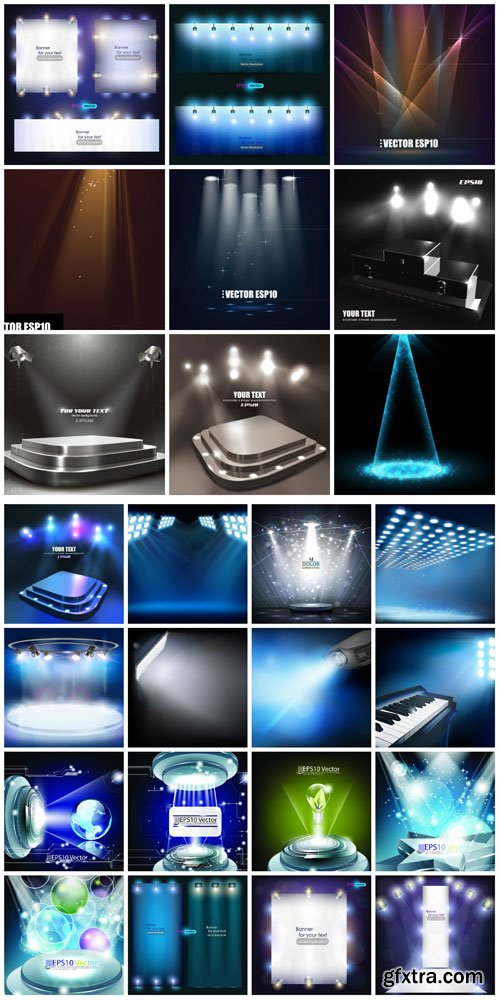 Lights, vector background with spotlights