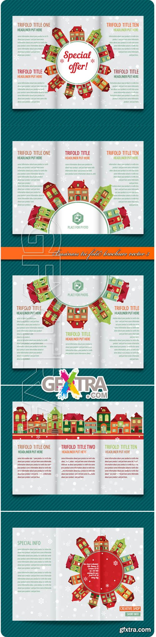 Business tri-fold brochure vector 3