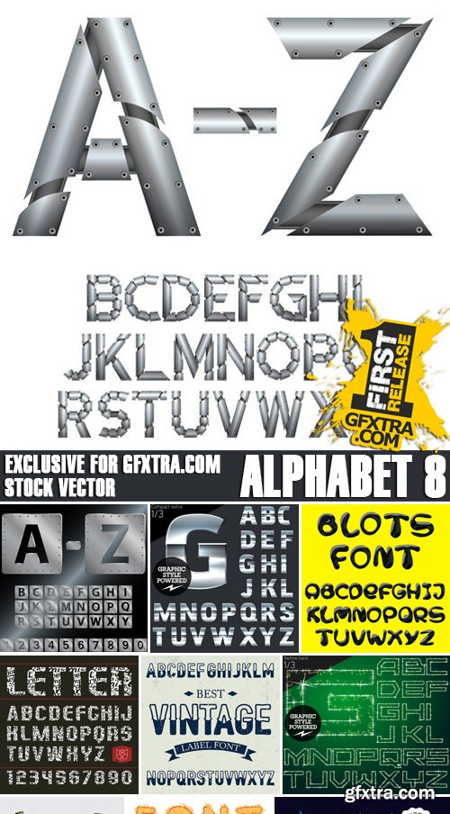 Stock Vectors - Alphabet 8, 25xEPS