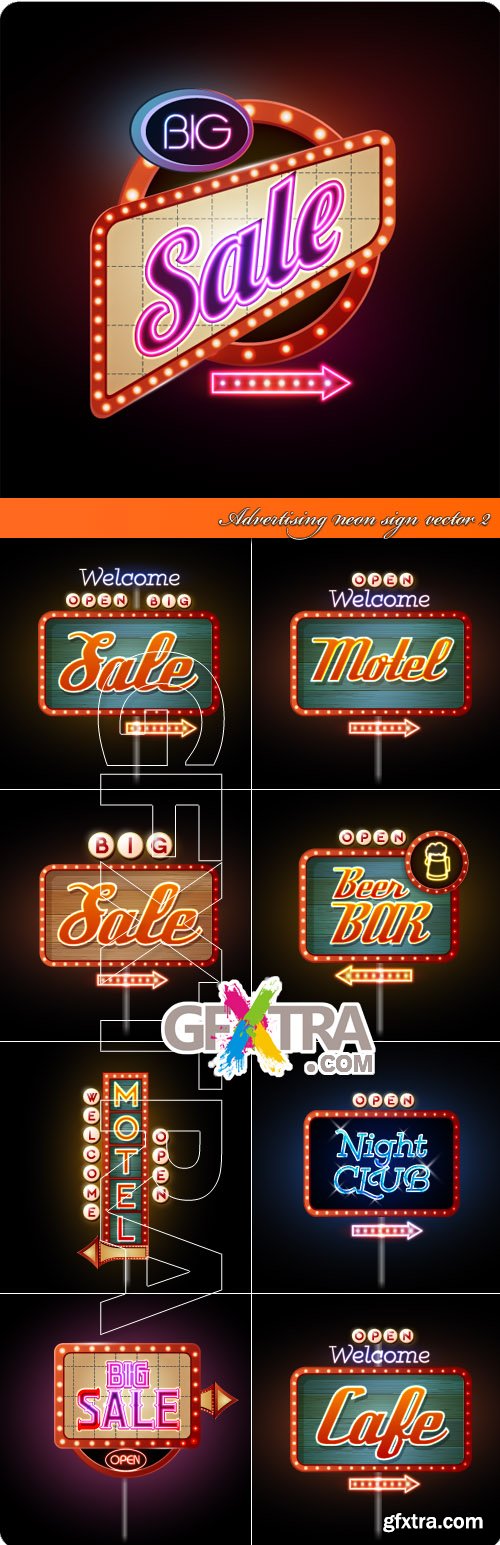 Advertising neon sign vector 2