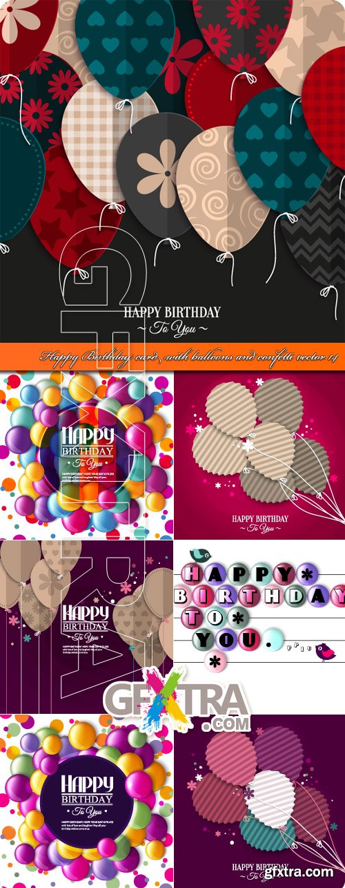 Happy Birthday card with balloons and confetti vector 14