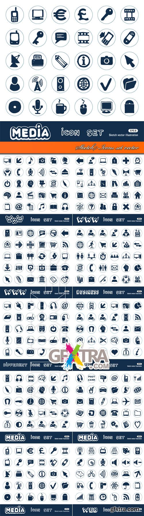 Sketch Icons set vector