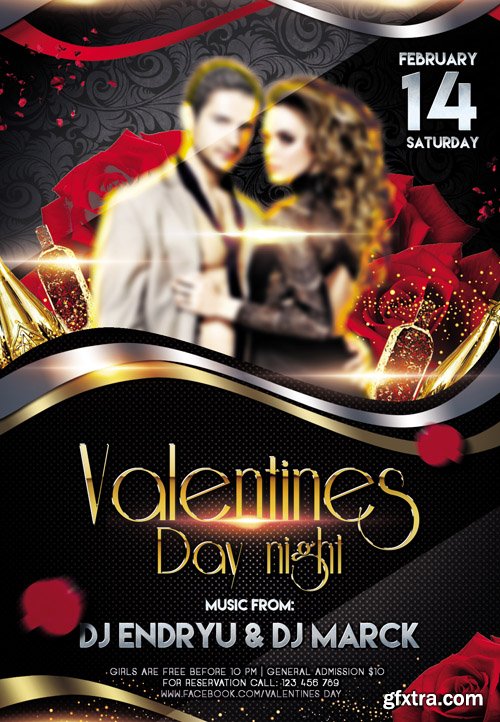 Valentines Day Night 2 Flyer PSD Template