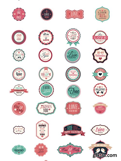 200 Love Badges and Labels Bundle