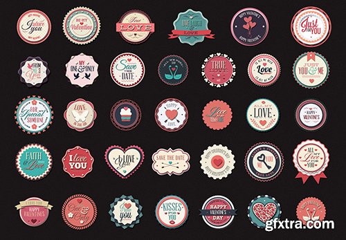 200 Love Badges and Labels Bundle