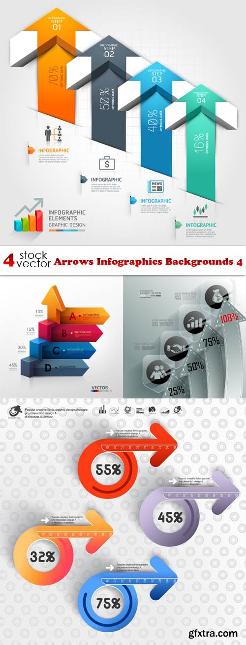 Vectors - Arrows Infographics Backgrounds 4