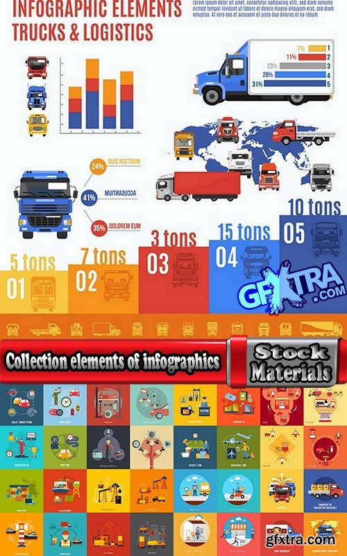 Collection elements of infographics vector image #18-25 Eps