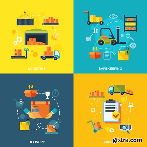 Collection elements of infographics vector image #18-25 Eps