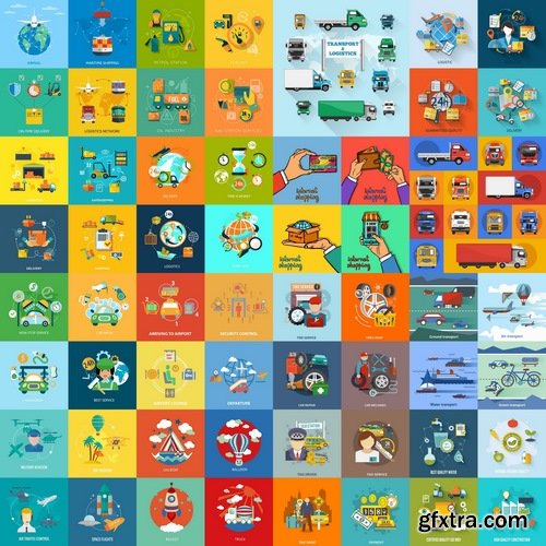 Collection elements of infographics vector image #18-25 Eps