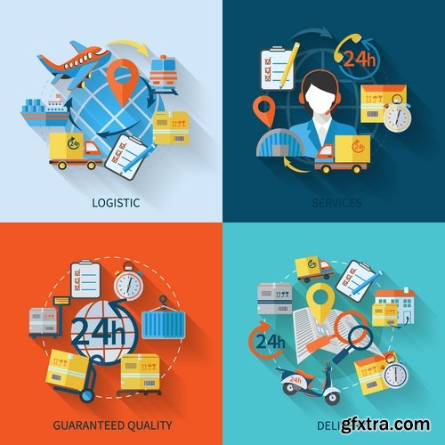 Collection elements of infographics vector image #18-25 Eps