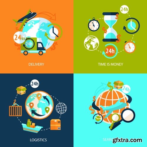 Collection elements of infographics vector image #18-25 Eps