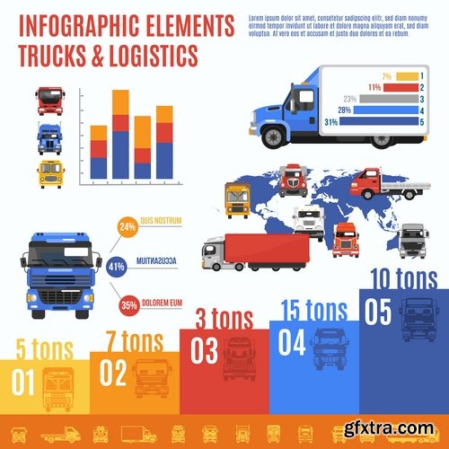 Collection elements of infographics vector image #18-25 Eps