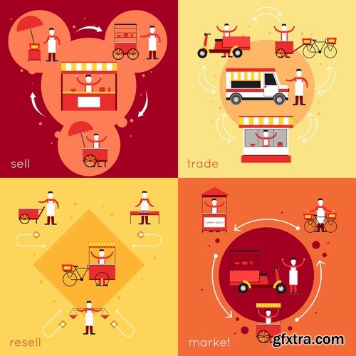 Collection elements of infographics vector image #18-25 Eps