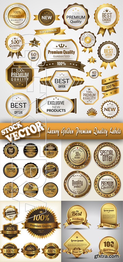 Stock Vector - Luxury Golden Premium Quality Labels