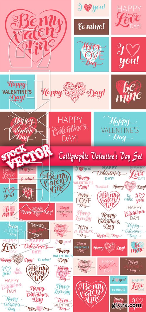 Stock Vector - Calligraphic Valentine\'s Day Set