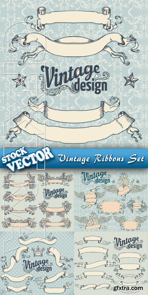 Stock Vector - Vintage Ribbons Set