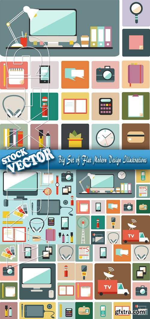 Stock Vector - Big Set of Flat Modern Design Illustrations