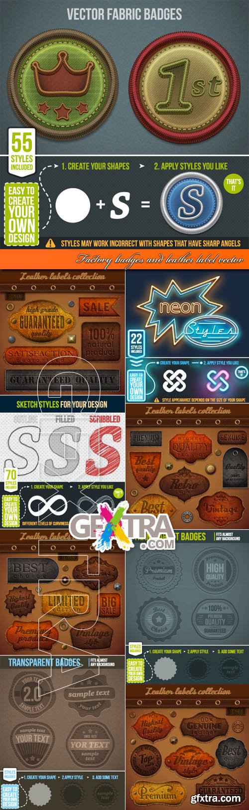 Factory badges and leather label vector