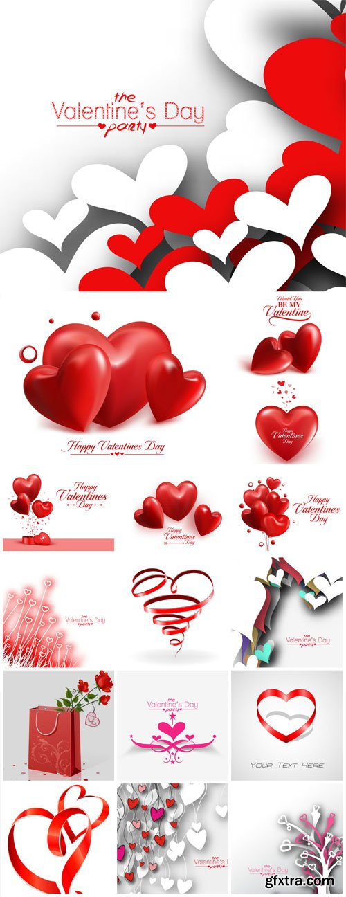 Valentine's Day Backgrounds, Banners, Hearts #10, 17xEPS