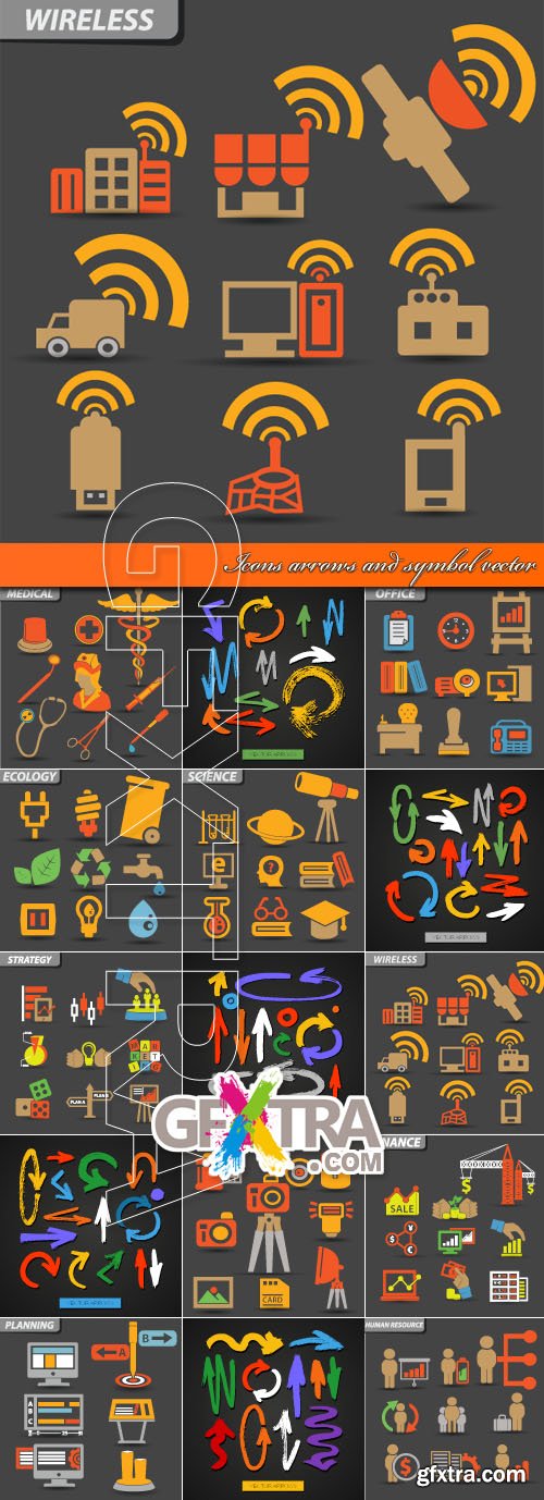 Icons arrows and symbol vector