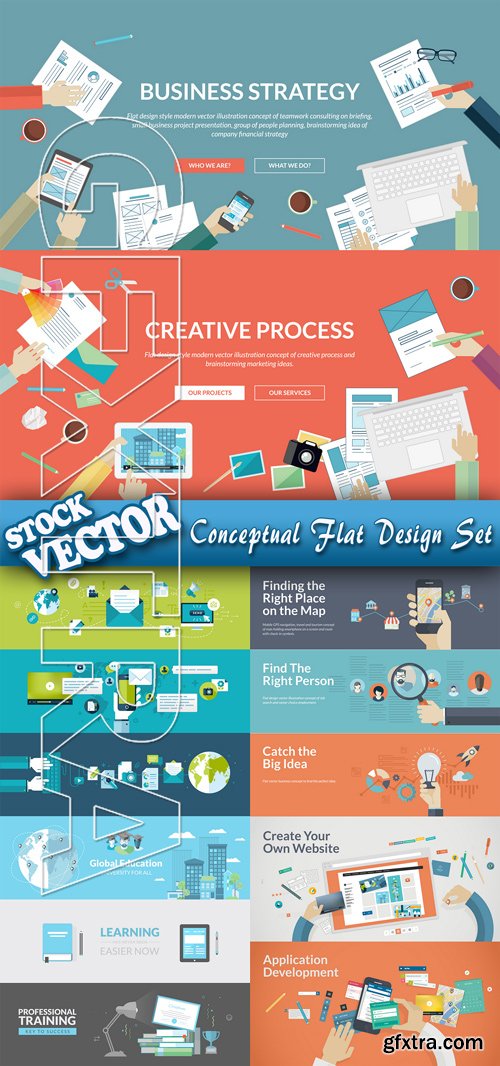 Stock Vector - Conceptual Flat Design Set