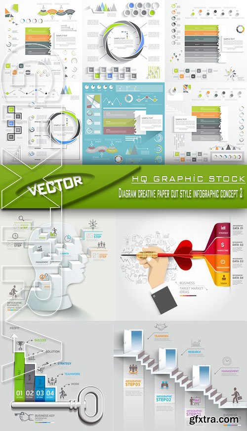 Stock Vector - Diagram creative paper cut style infographic concept 2