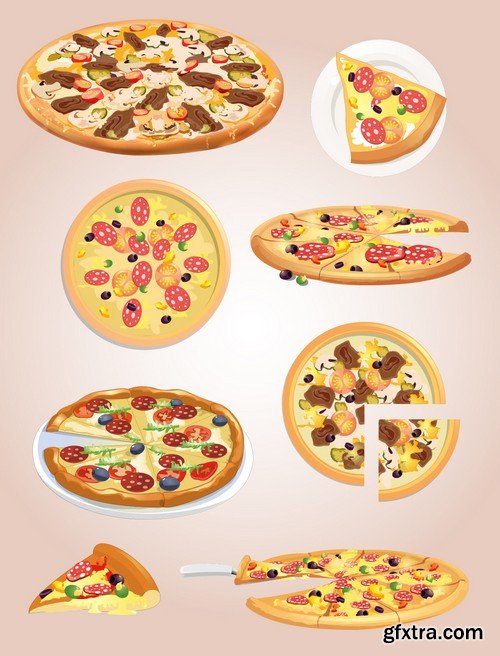 Stock Vectors - Pizza 3, 25xEPS