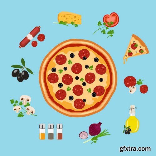 Stock Vectors - Pizza 3, 25xEPS