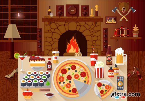 Stock Vectors - Pizza 3, 25xEPS