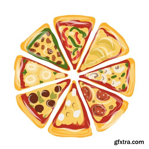 Stock Vectors - Pizza 3, 25xEPS