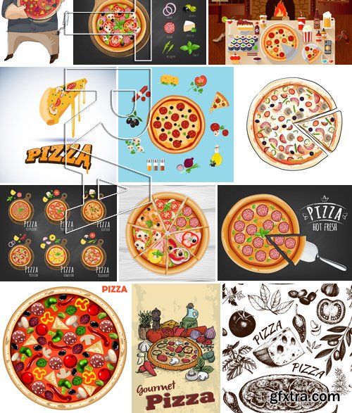 Stock Vectors - Pizza 3, 25xEPS