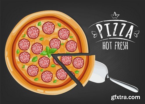 Stock Vectors - Pizza 3, 25xEPS