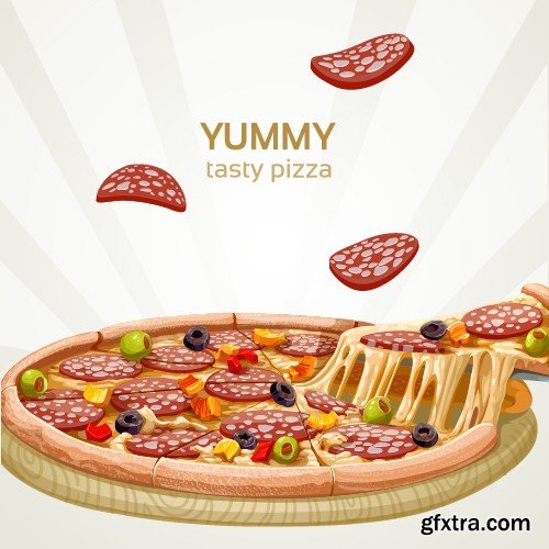 Stock Vectors - Pizza 3, 25xEPS