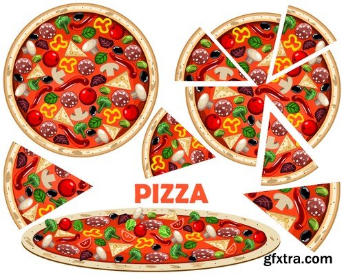 Stock Vectors - Pizza 3, 25xEPS